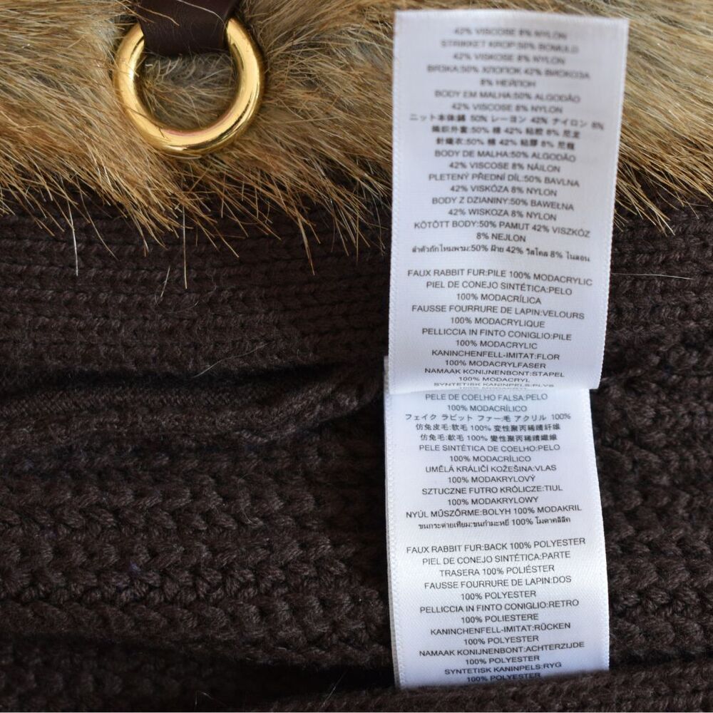 MICHAEL KORS Women's Faux Fur Sweater Vest Gold Buckle Closures Size M - Picture 7 of 9